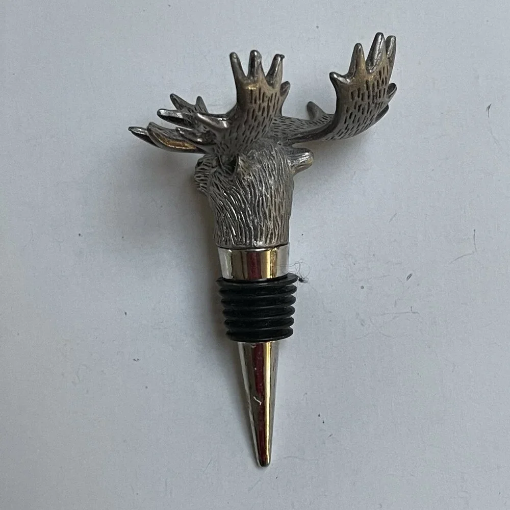 Stag Deer Reindeer Bottle Stopper Metal Stainless Steel‎ or Pewter Decor